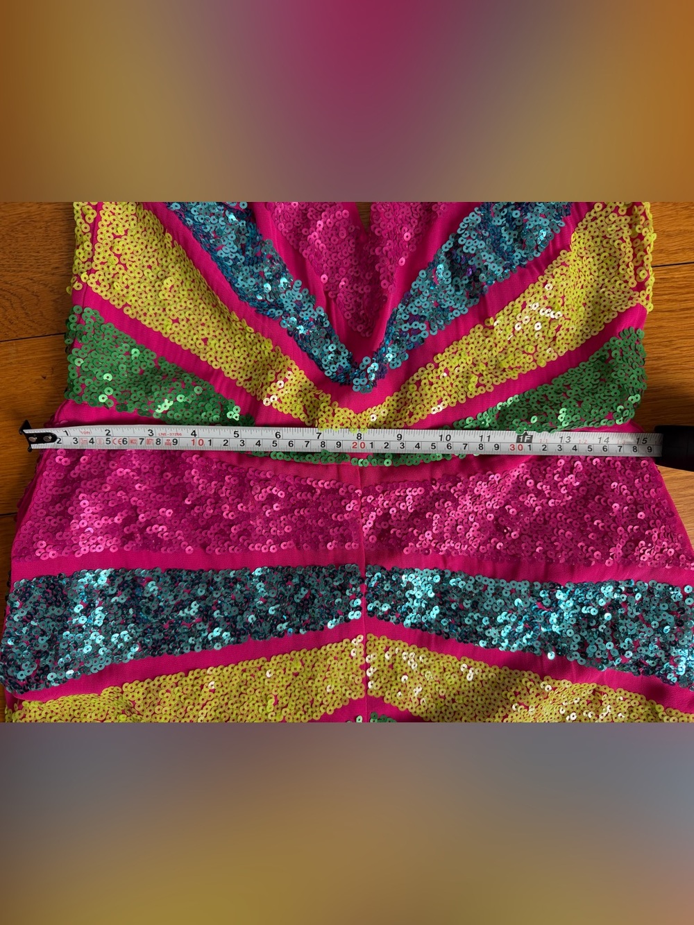 FUN Sparkly Sequin Halter Jumpsuit in Fuchsia, Teal & Lime - Picture 8 of 11